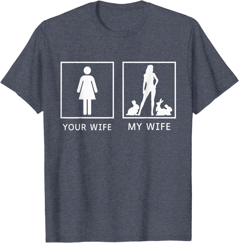 Your Wife My Wife Bunny Rabbit T-Shirt in Heather Blue