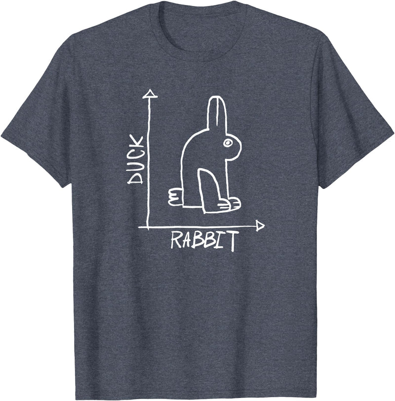 Rabbit or Duck - Optical Illusion T-Shirt in Heather Blue