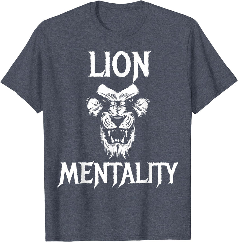 Lion Judah Shirts Animal Tees Lion Mentality Animal T-Shirt King Tees T-Shirt - Heather Blue