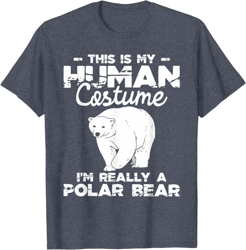 Funny Polar Bear Shirts Human Costume - Polar Bear Lover Zookeeper Wildlife T-Shirt - Heather Blue