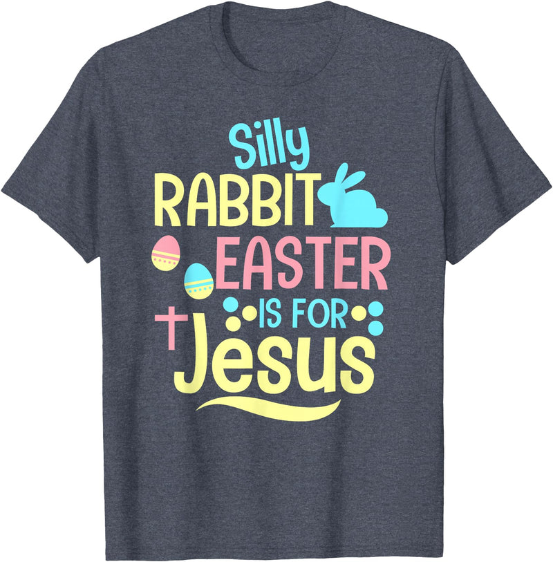 Silly Rabbit Easter Is for Jesus Christian Kids Cute T-Shirt in Heather Blue