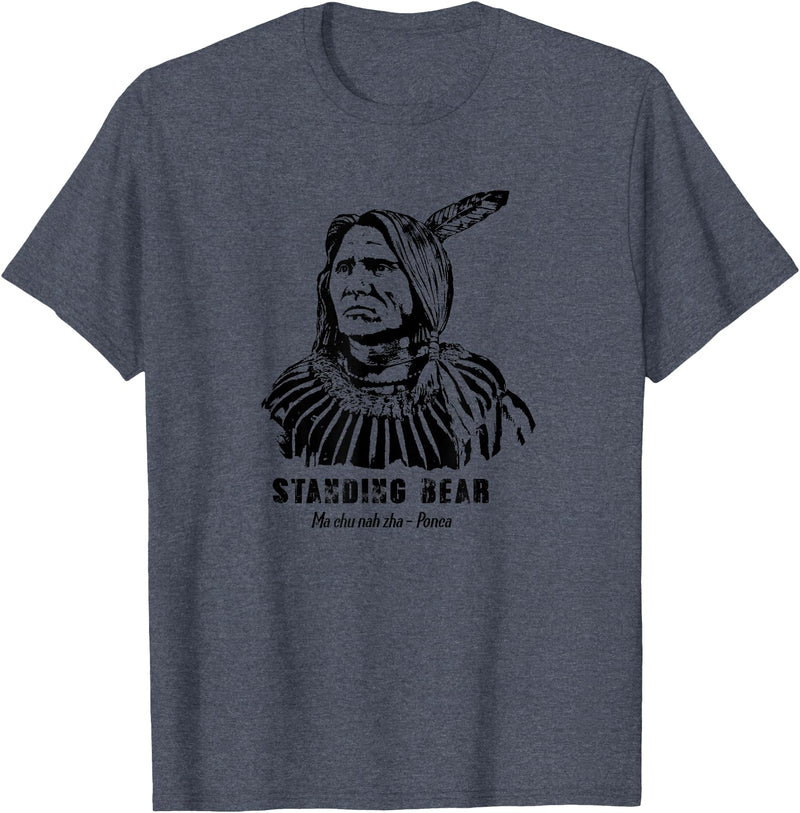 Nebraska Statue Oklahoma Court Standing Bear Ponca Tribe T-Shirt - Heather Blue