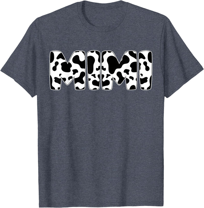 Family Matching Gifts Cow Mimi Cow Print Cow Pattern Mother's Day T-Shirt - Heather Blue