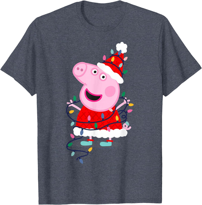 Peppa Pig Christmas Lights T-Shirt - Heather Blue
