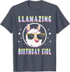LLama Squad Shirts and Gifts Llama Birthday Girl Party Outfit Amazing Pun Fun Rainbow T-Shirt - Heather Blue