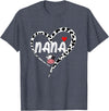 Black White Family Cow Farm Nana Cow Print Cow Heart Pattern Farmer Cows Mother's Day T-Shirt - Heather Blue
