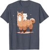 Kawaii Valentine Llama And Cat Design Cute Llama And Cat T-Shirt - Heather Blue