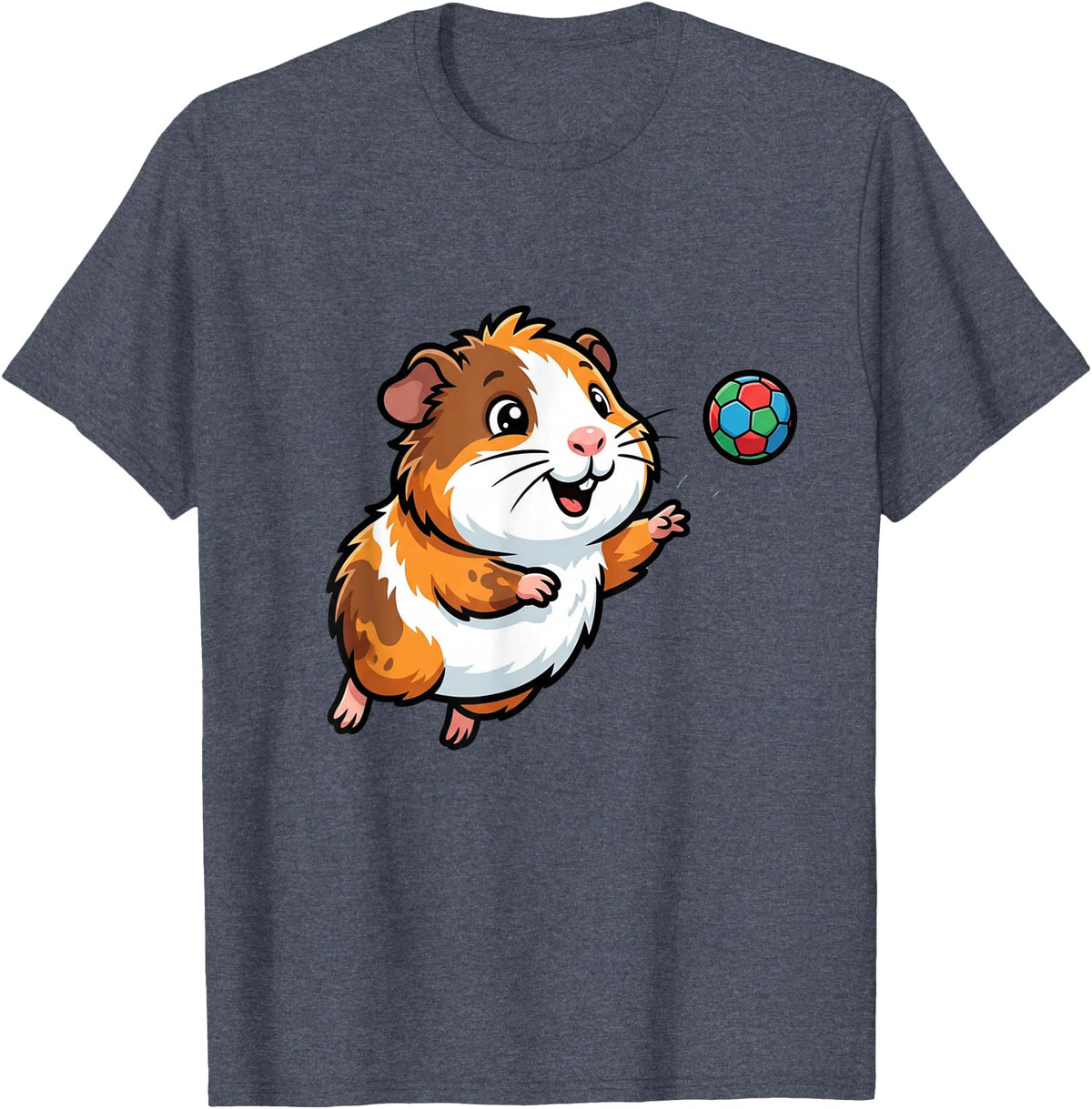 Cute Guinea Pig Soccer Pet Lovers Kawaii Hamster Playing Soccer Cute Pet Lovers T-Shirt - Heather Blue