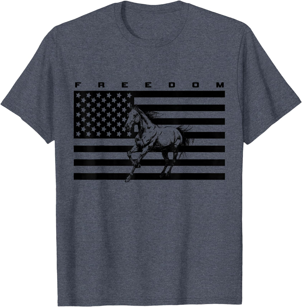 BASBO American Flag Horseback Riding Apparel - Horse T-Shirt - Straight - Heather Blue