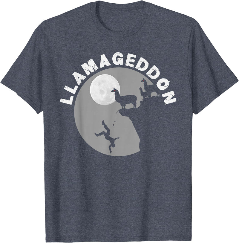 Funny Llama Tshirts for Farm Pet Animal Fans Funny Llamageddon T-Shirt for Llama Barnyard Lovers T-Shirt - Heather Blue