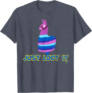 gamer shirts by jean olivier Funny llama outfit gamer outfit just loot it T-Shirt - Heather Blue
