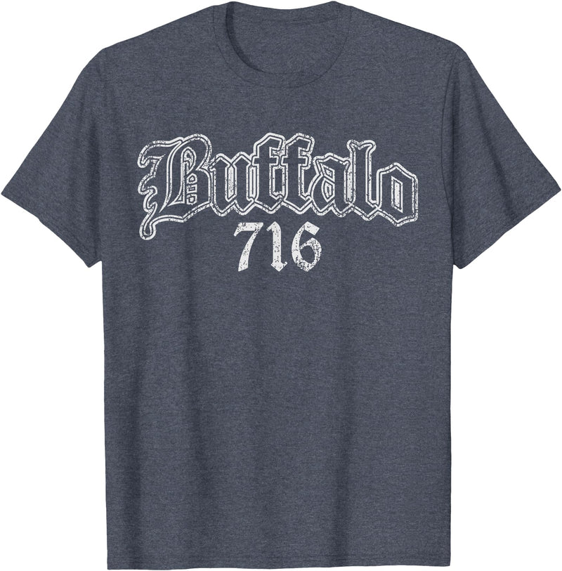 Buffalo NY by Kruzelly Vintage Buffalo New York 716 T-Shirt - Heather Blue