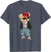 Punk Rocker Teddy Bear Rap Hip Hop Gift Men Women Punk Rocker Rapper Popster Punker Teddy Bear Rap Hip Hop T-Shirt - Heather Blue