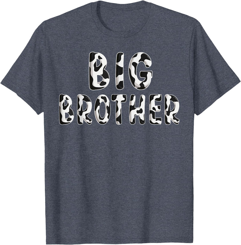 Cow Pattern Print Family Matching Birthday Shirts Cow Big Brother Birthday Family Matching Fathers Day Boy T-Shirt - Heather