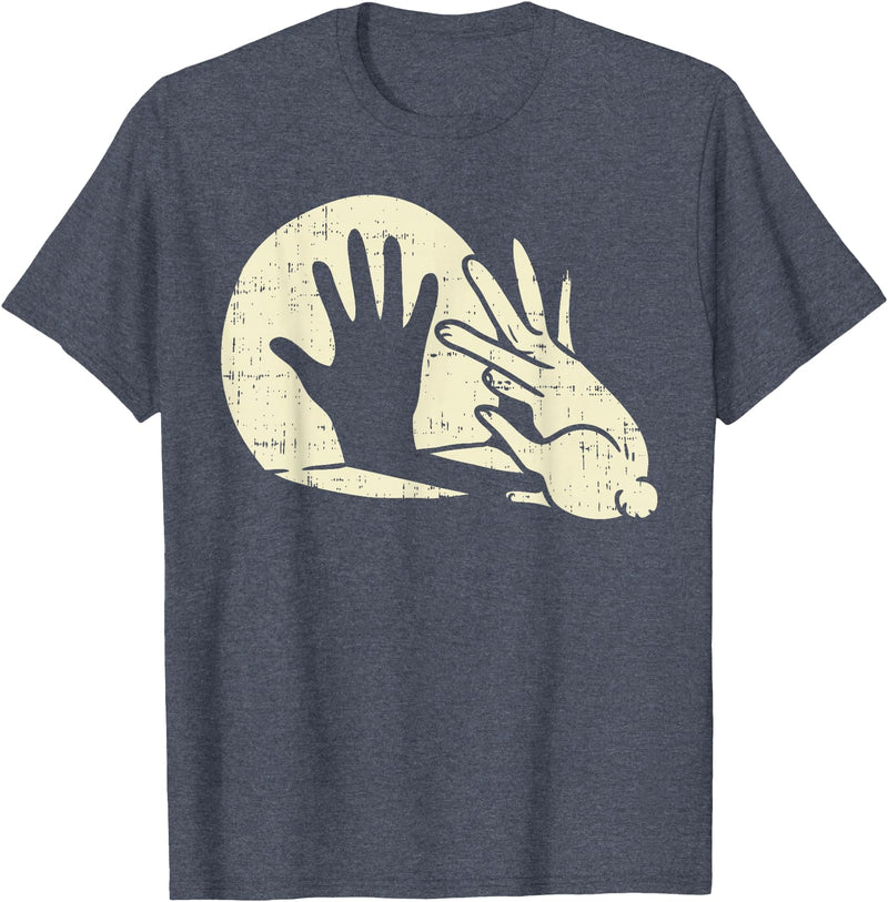 Funny Rabbit Animal Bunny Lover Shadow Play Pun Gift T-Shirt in Heather Blue