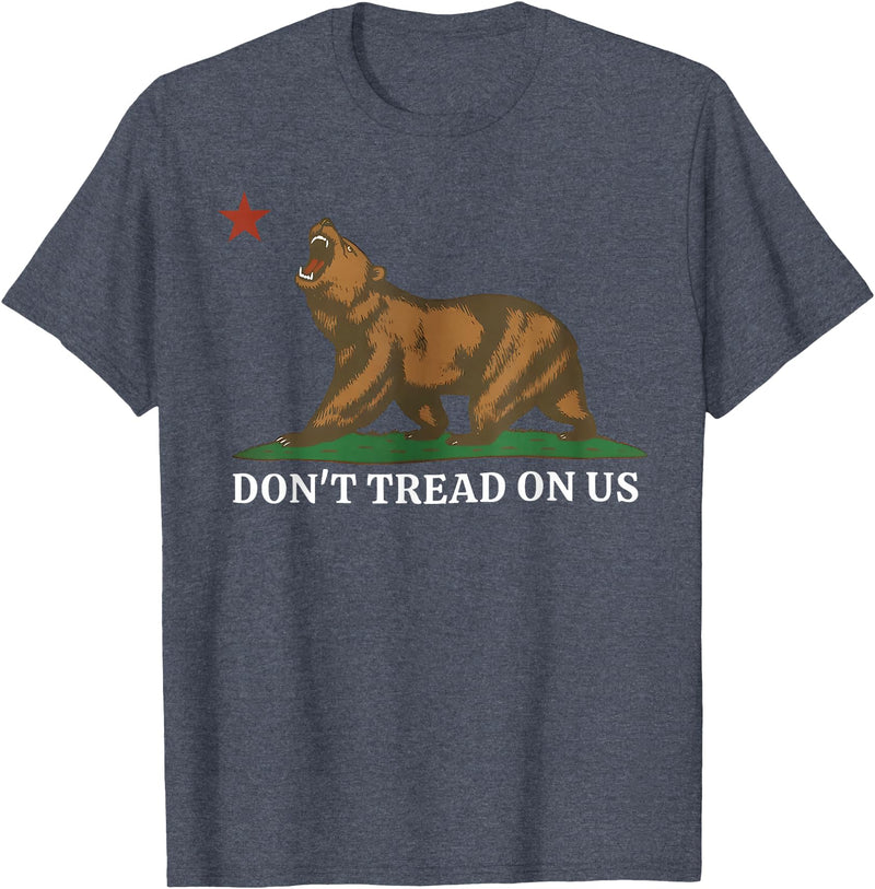 Dont Tread On Us Bear California Patriot Tee Don't Tread On Us California Bear Patriotic T-Shirt - Heather Blue