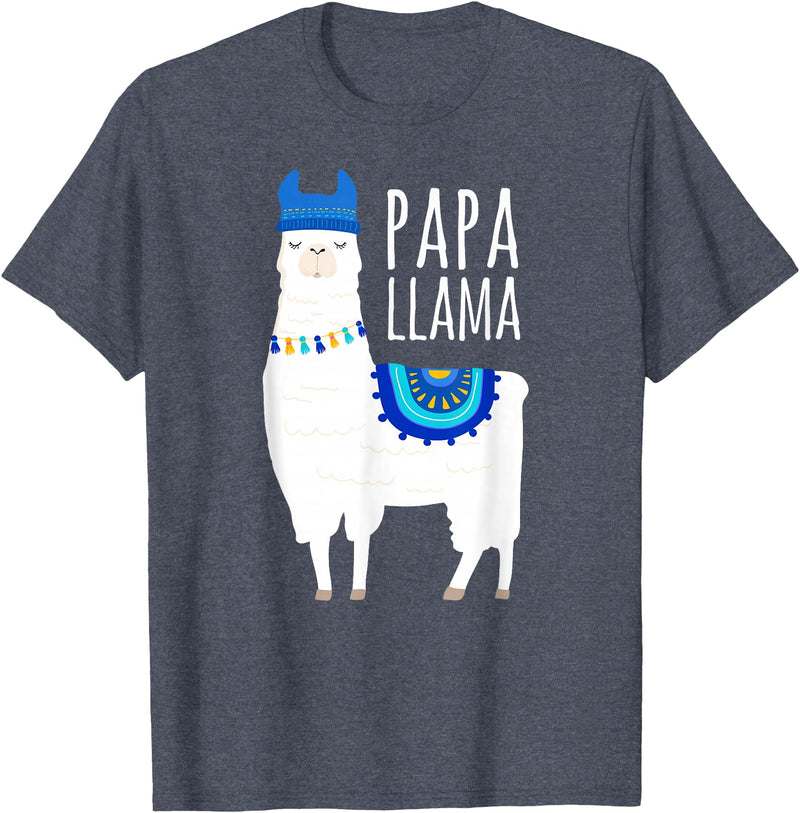 Mama Llama Lover Gifts by Memme Papa Llama T-Shirts for Men T-Shirt - Heather Blue
