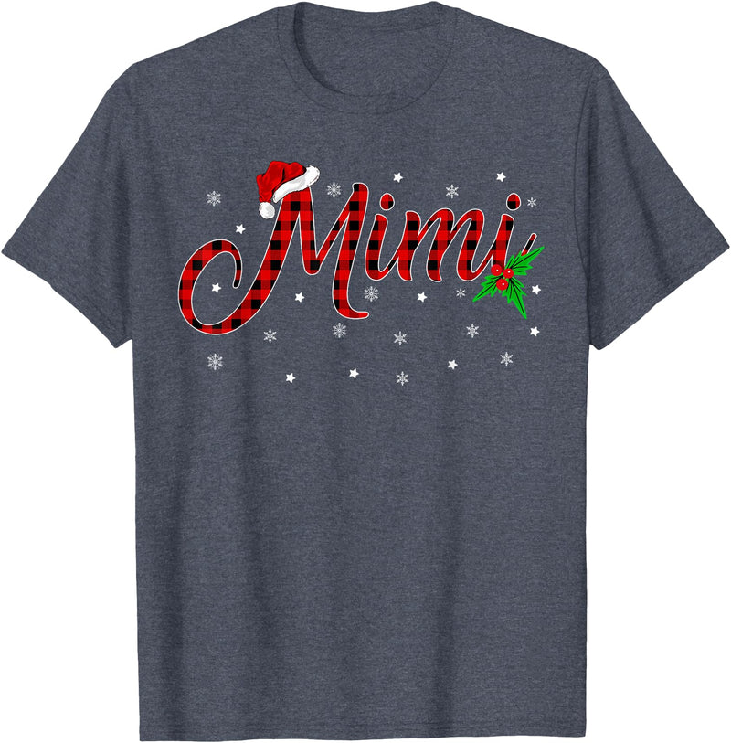 Buffalo Plaid Matching Christmas Pajamas Gifts Funny Matching Family Buffalo Plaid Mimi Christmas Pajama T-Shirt - Heather