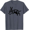Jackrabbit Bunny Rabbit Hare Minimalist Animal Drawing T-Shirt in Heather Blue
