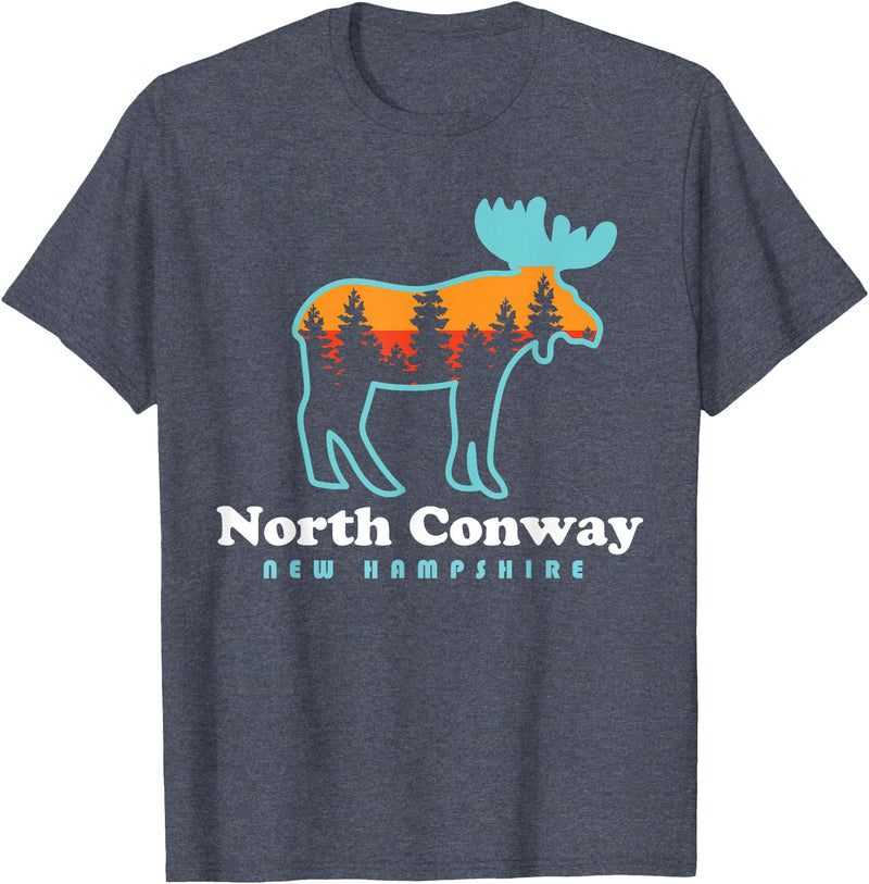 North Conway NH North Conway New Hampshire Moose Mountains T-Shirt - Heather Blue