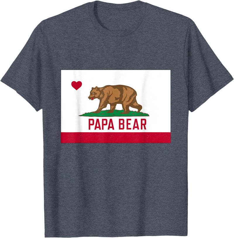 Papa Bear California Flag T-Shirt Papa Dad Bear California Flag T-Shirt - Heather Blue