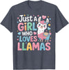 Funny Adorable Llama Lover Just a Girl Who Loves Cute Llamas Gifts for Girls Kids T-Shirt - Heather Blue