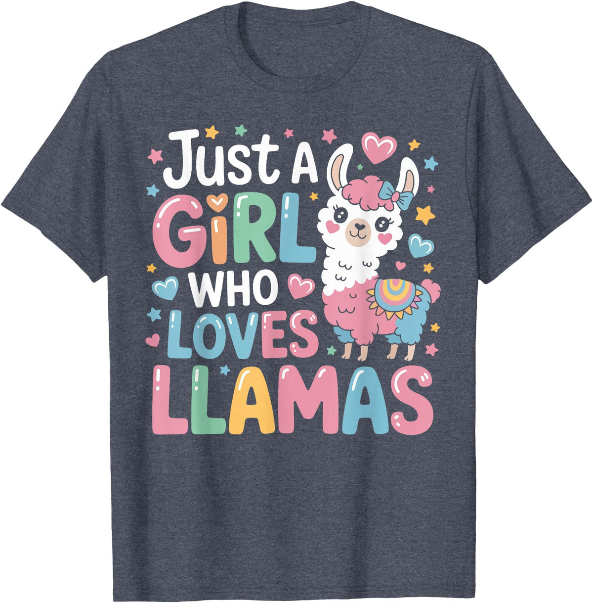 Funny Adorable Llama Lover Just a Girl Who Loves Cute Llamas Gifts for Girls Kids T-Shirt - Heather Blue