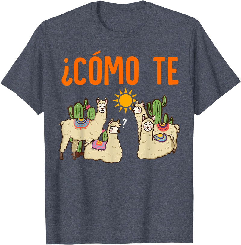 Nerd Ninja Llama Como Te LLamas Spanish Teacher Llama Gift T-Shirt for Men Women Girls Kids - Heather Blue