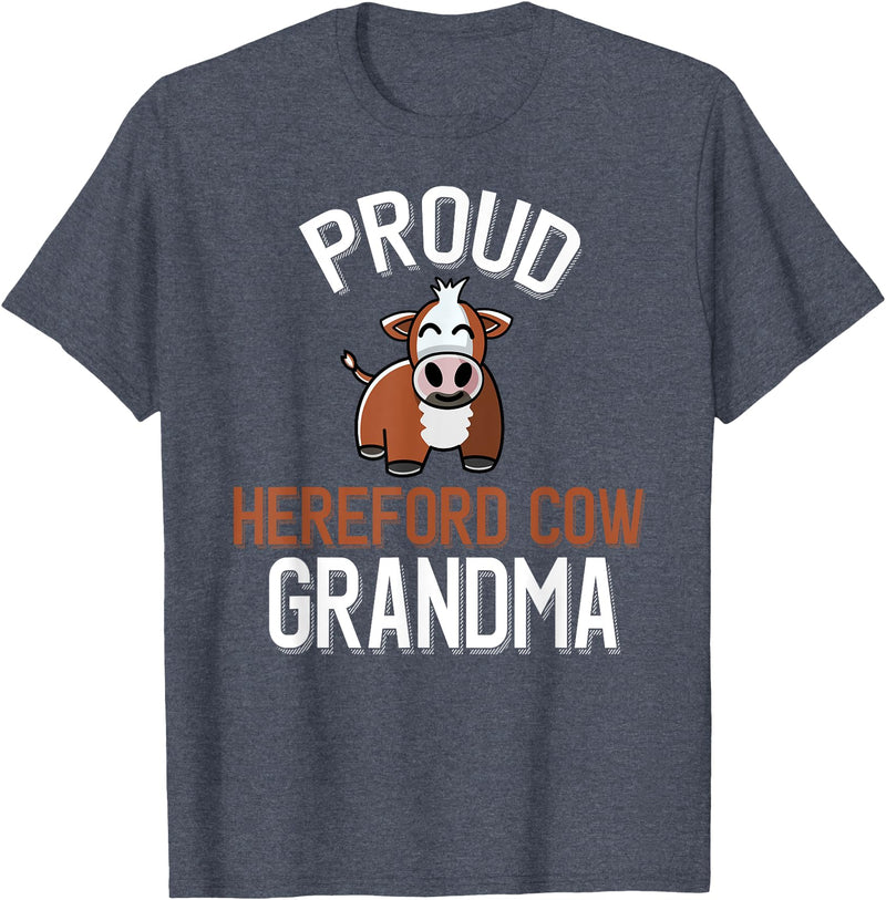Cute Hereford Cow Family Apparel Proud Hereford Cow Grandma T-Shirt - Heather Blue