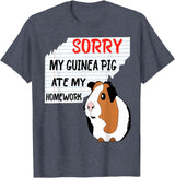 Funny Back to School Sorry My Guinea Pig Ate My Homework School Funny Guinea Pig T-Shirt - Heather Blue