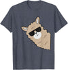 Funny Llama And Alpaca Gifts Cute Llama Alpaca with Sunglasses Funny Llama T-Shirt - Heather Blue