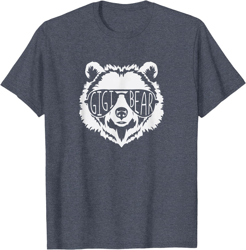 gigi Bear Family Apparel Gigi Bear Face with Sunglasses T-Shirt - Heather Blue