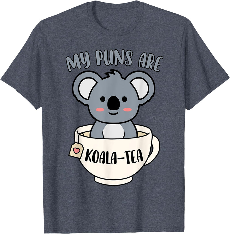 Cute Shirts and Merch My Puns Are Koala Tea Funny Cute Koala Bear Animal Pun T-Shirt - Heather Blue