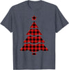 Christmas Buffalo Plaid Tree Tee Christmas Red & Black Buffalo Plaid Tree T-Shirt - Heather Blue