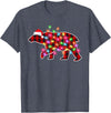 Funny Polar Bear Christmas Lights Pajamas Women Plaid Buffalo Polar Bear Christmas Pajamas Xmas Lights Women T-Shirt - Heather Blue