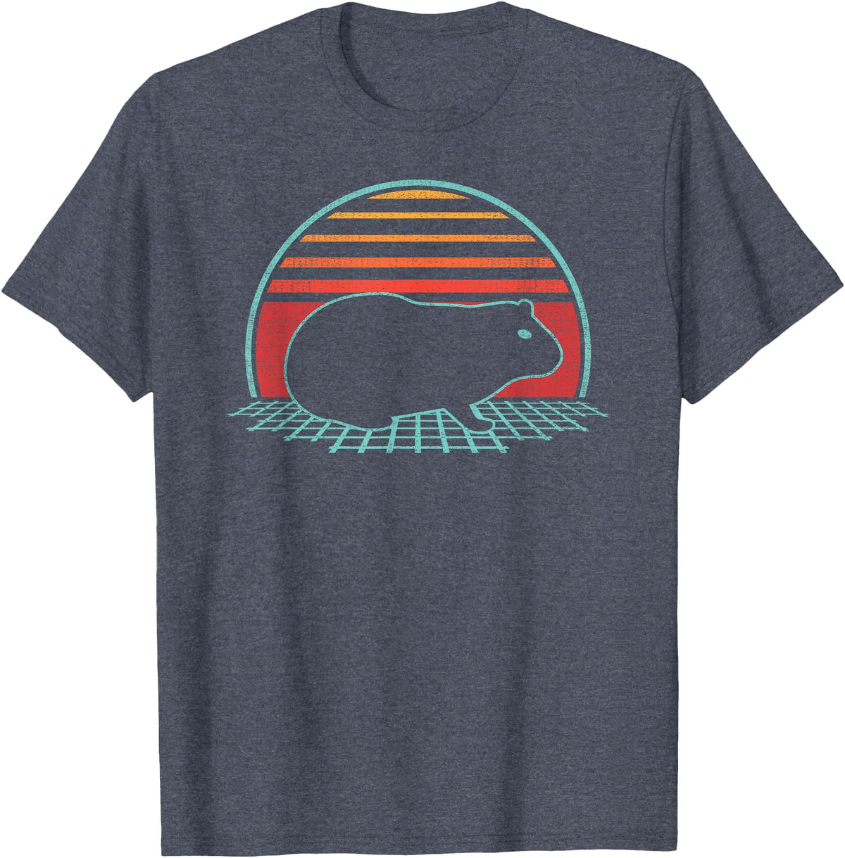 Guinea Pig Graphic Art Designs Guinea Pig Lover Animal Retro Vintage 80s Style T-Shirt - Heather Blue