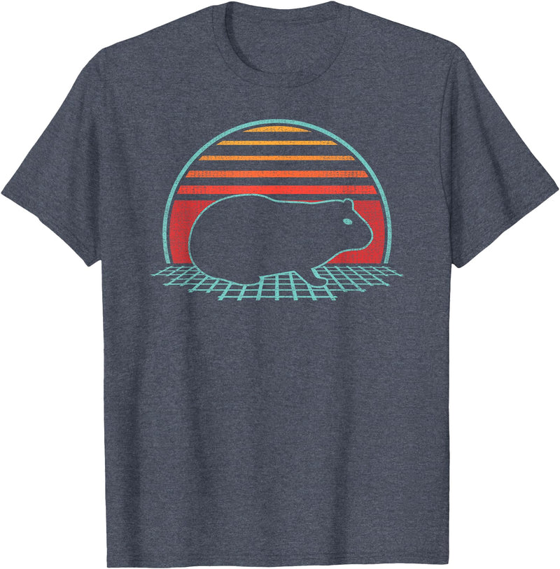Guinea Pig Graphic Art Designs Guinea Pig Lover Animal Retro Vintage 80s Style T-Shirt - Heather Blue
