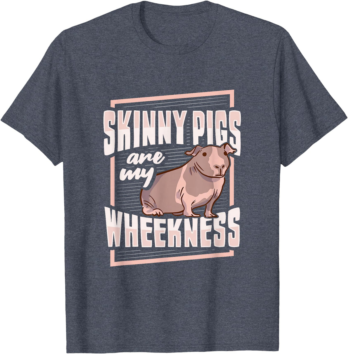 Skinny Pig Wheek Design for a Guinea Pig Lover T-Shirt - Heather Blue
