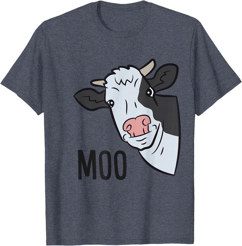 Cow Farm Animal Tees For Cow Lovers Cow Moo Farm Animal Funny Cow T-Shirt - Heather Blue