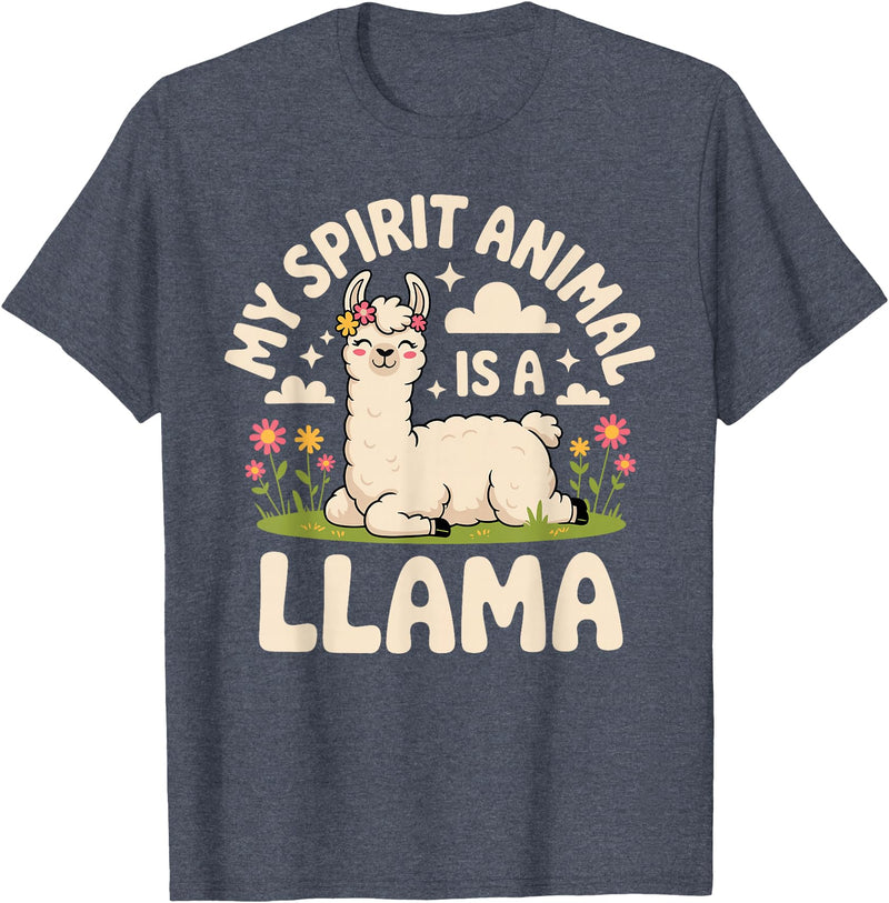 Llama Gift Llama Lover Accessories & Lama Stuff Funny Llama Art for Men Women Kids Alpaca Gag Llama Lover T-Shirt - Heather Blue