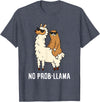 The Llama Lover No Prob-llama Cute No Prob Llama T-Shirt - Heather Blue