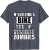 Funny Cycling Shirts and Gifts Funny Halloween Biking Quote Bike Race Biker Zombie Meme T-Shirt - Heather Blue