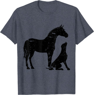 Horse And Dog Companions Forever Horse and Dog Silhouette Love Harmony T-Shirt - Heather Blue
