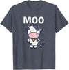 Moo Cow Funny Farmer Cow for Adults Kids Boys and Girls T-Shirt - Heather Blue