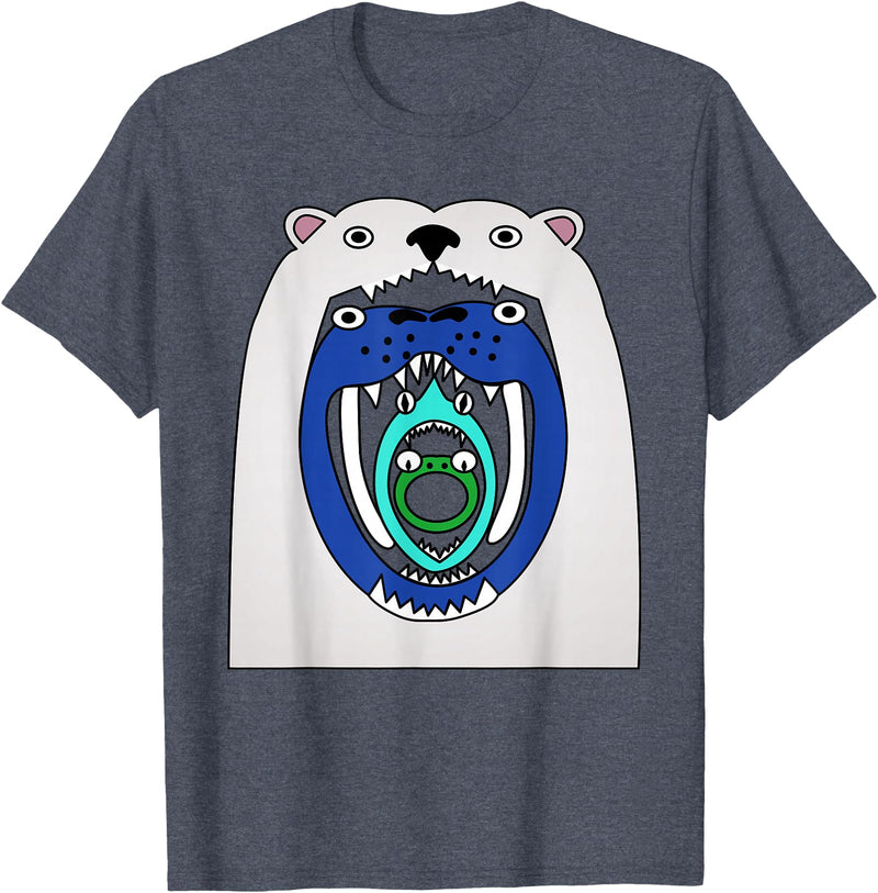 Cute designs for kids Polar Bear Food Chain Funny Kids T-Shirt T-Shirt - Heather Blue