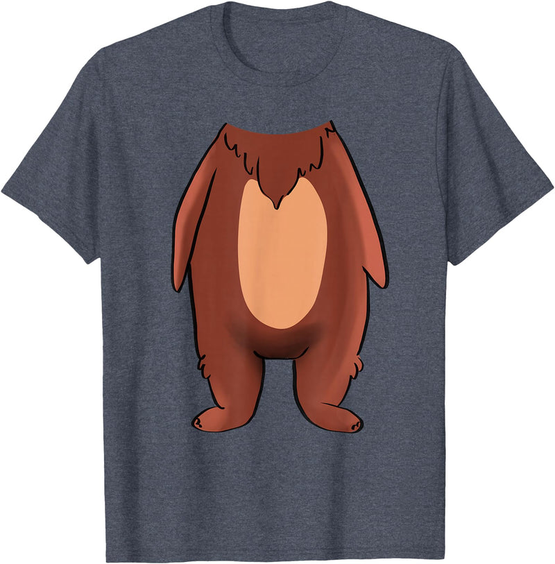 The Easy Costume Idea Shop Bear Halloween Costume Shirt - Brown Grizzly Bear T-Shirt - Heather Blue