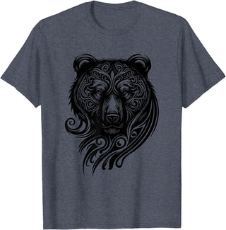 Best Tribal Tattoo Designs I Trends I Born for Art Bear Grizzly Nordic Indian Celtic Mythology Wild Animal Fan T-Shirt - Heather Blue