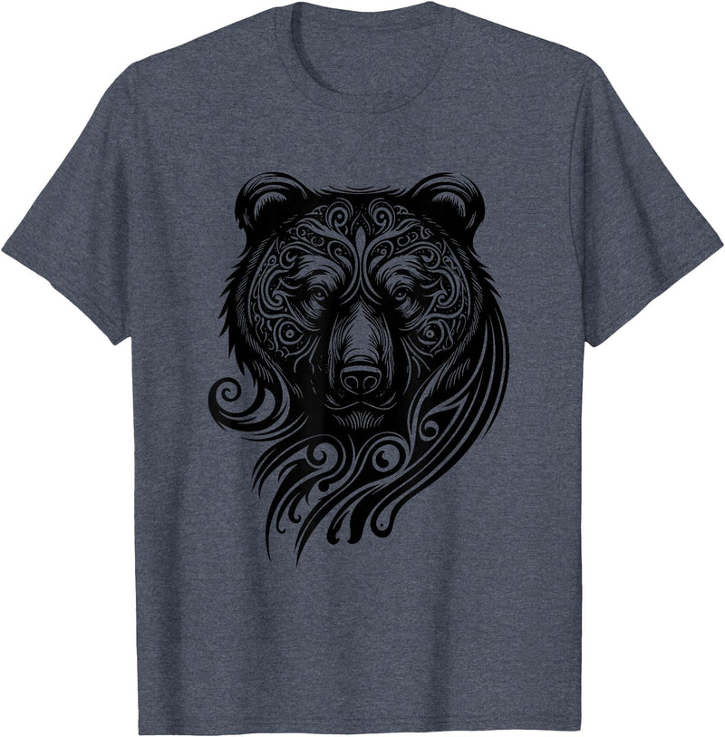 Best Tribal Tattoo Designs I Trends I Born for Art Bear Grizzly Nordic Indian Celtic Mythology Wild Animal Fan T-Shirt - Heather Blue