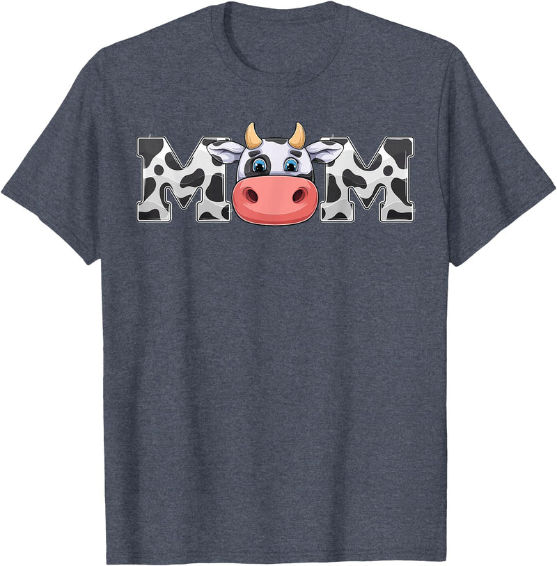 ETHRLO cow im one birthday decorations Shirts Mom Cow Print Cowboy Animal Pattern Farmer Cow Mother Mom T-Shirt - Heather
