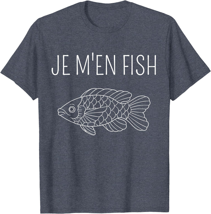 Poisson Pèche Je M'en Fish - Funny Fisherman T-Shirt - Heather Blue